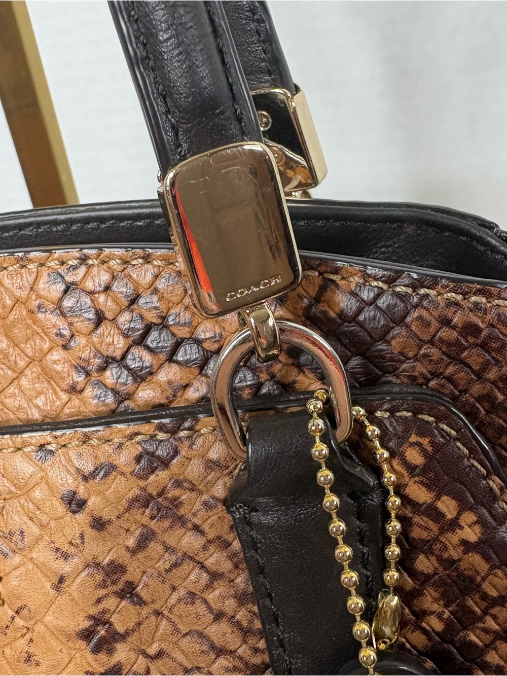 Coach Minetta Satchel in Python Embossed Leather w/ Crossbody Strap EUC - Picture 7 of 16